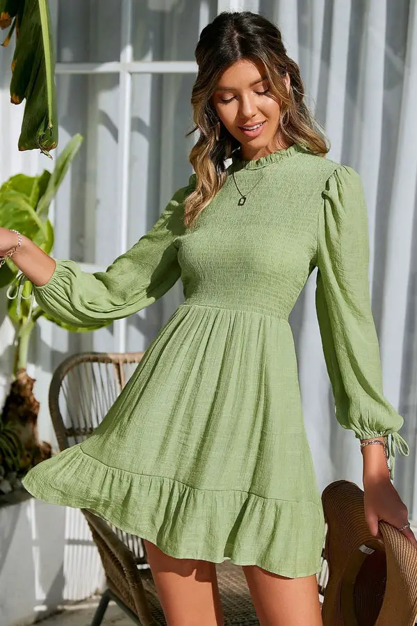green casual dress